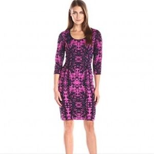 FUZZI | Velvet Pink Black Lace Bodycon Dress‎ Size Women's S